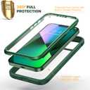 Diaclara Designed for iPhone 13 Case, Full Body Rugged with Built-in Touch Sensitive Anti-Scratch Screen Protector, Soft TPU Bumper Case for iPhone 13 6.1" (Green)