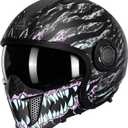 TRIANGLE Full Face Motorcycle Helmets,Off-Road Motocross Helmet for Men & Women,Dual Visor with Internal Tinted Sunshield,Open Face 3/4 Adult Racing Helmet DOT Approved(XL)
