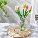 Lallisa 12 Pieces Small Glass Bud Vases for Wedding Centerpieces Clear Mini Hyacinth Bulk Flower Vases with Rope Plant Containers for Wedding Plant Home Table Decorations(Classic Style)