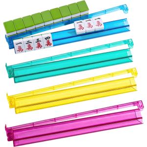 Colorful Mahjong Racks with Pushers, 4PCS Majiang Tile Holders