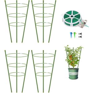 4 Pack Garden Plant Support Tomato Cage, Upgrade 18" Trellis for Climbing Plants, Plant Trellis Kits (18")