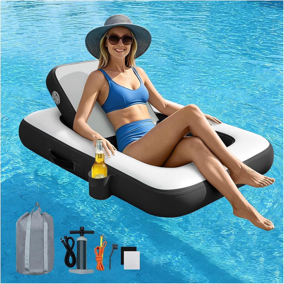POROCOZY Floating Chairs with Backrest & Cup Holder, Gray/Black