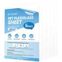 TICONN 6PK 8" x 10" PET Plexiglass Sheets, Clear Plastic Sheet, Easy to Cut Thin Flexible PET Plastic Sheeting Panels for DIY Art Projects, Crafts, Picture Frames, Signs