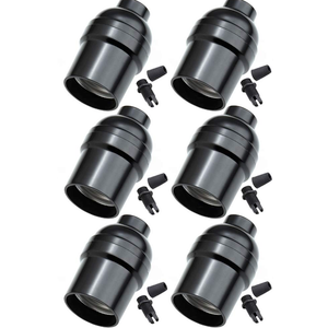 Light Socket,Standard Screw-in Lamp Socket Holder for Edison Retro Pendant Lamp Bulbs-8Pack Basic Black  
