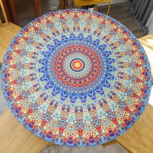 Round Fitted Tablecloth Elastic Edge Design Table Cover Waterproof Table Cloth Wipeable Washable for Round Table