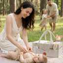 Maliton Baby Diaper Caddy Organizer for Changing Table, Nursery Storage Bin Basket with Handle, Felt Diaper Organizer Suitable for Indoor Outdoor (Khaki)