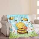 Bee Blanket Bee Gifts for Women Girls Bees Throw Blanket Soft Flannel Cozy Fleece Fuzzy Plush Warm Bedding Stuff for Kids Adults 40 x 50 Inch