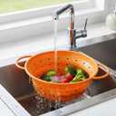 2 Pack Strainers and Colanders, Silicone Collapsible Sink Collander, Strainers and Colanders for Kitchen, Large Drainer for Vegetable, Food, Pasta (Orange)