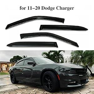 ZZDSNJ Rain Guard 4-Piece for 2011-2020 Dodge Charger Windows Visor Vent Visor Shield Shade Smoke