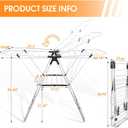 Clothes Drying Rack Foldable, Metal Laundry Drying Rack, with Height-Adjustable Wings, Space Saving, Indoor Outdoor Use, White Free-Standing Airer, Large