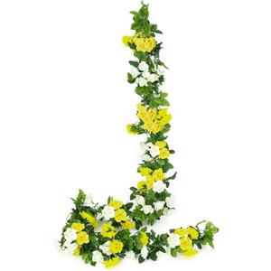 JUSTOYOU 2 Pack (15.8FT) Fake Rose Garland, Artificial Rose Vines Flowers Hanging Silk Rose Vine Wedding Home Backdrop Party Arch Arrangement Decoration