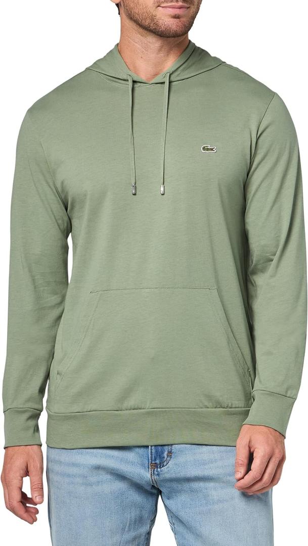 Lacoste Men's Hooded Long Sleeve Regular Fit Classic T-Shirt, Thyme, Small