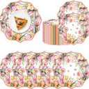 100 Pcs Spring Tulip Paper Placemats 13 Inch Scalloped Tulip Paper Placemats Spring Summer Disposable Placemat Flower Table Mats for Dinner Table Setting Birthday Wedding Bridal Shower Party Decor