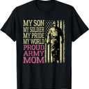 My Son My Soldier Hero Proud Army Mom US Military Mother T-Shirt, Medium