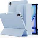 VAKS for iPad Air 6th Generation Case 11 inch M2 2024, iPad Air 5th / iPad Air 4th Generation case 10.9 inch, Trifold Stand Smart Cover Auto Wake with Pencil Holder Soft TPU Back, Sky Blue