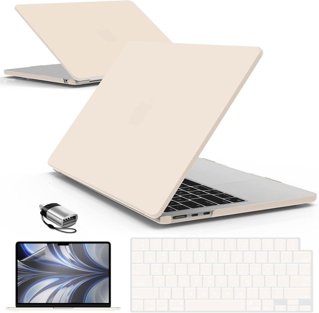IBENZER Compatible with MacBook Air 13 inch Case M5 2026 M4 2025 M3 M2 2024-2022 A3449 A3240 A3113 A2681,HardShellCase&KeyboardCover ScreenFilm Type-C for Mac air 13.6", Nude, KK-NU+2TC
