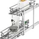 2 Tier Pull Out Cabinet Organizer - 8" W x 22" D Soft Close Slide Out Shelves with Shelf Liners - Pullout Drawers for Kitchen Cabinets, Pantry, Bathroom, Heavy Duty Steel Wire Baskets