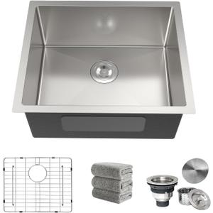 21 Inch Undermount Kitchen Sink 16 Gauge Stainless Steel Single Bowl Small Kitchen Sinks with Accessories RV Bar Prep Sink 21"x18"x9"