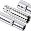 uxcell 3/8-Inch Drive by 10mm Deep and Shallow Socket Set 1/4-inch Deep Socket,Cr-V,6-Point,Metric