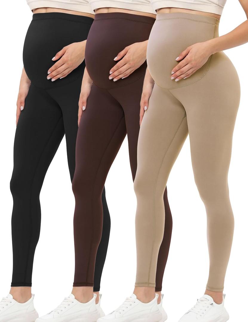 Buttergene Women's Maternity Leggings over the Belly Maternity Yoga Pants Workout Pregnancy Leggings M