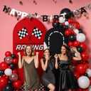 Tranqun 2 Sets Racing Car Arch Backdrop Covers 6/7.2ft | Red Black White Checkered Arch Cover, Happy Birthday Backdrop for Birthday Party Baby Shower, Photography Studio Props, 6 x 2.6FT and 7.3 x 4FT