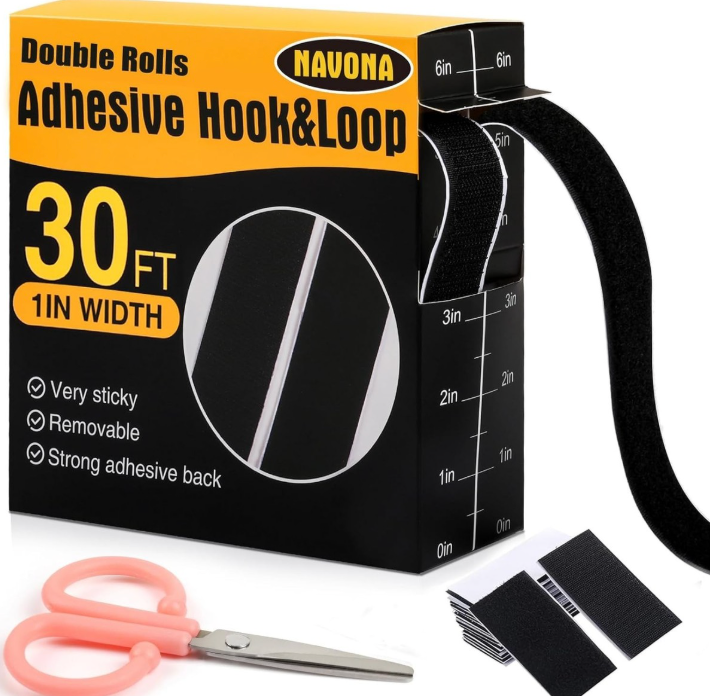 NAVONA ADHESIVE HOOK&LOOP 30FT 1IN WIDTH, Double Rolls