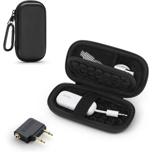 Hard Case for AirFly SE/Pro V2/Pro/Duo, Avantree Relay/1Mii Bluetooth Wireless Transmitter Receiver, with 3.5mm Jack AUX Adapter, Airplane Travel/TV/Gym Carrying Case Bag (Upgrade Black)