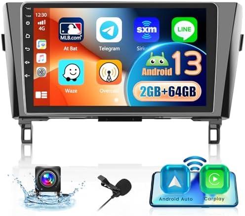 5Ghz WiFi 2G+64G Android 15 Radio for Nissan Rogue X-Trail Qashqai 2014-2018 Car Stereo with Wireless Carplay Android Auto,5.0 Bluetooth,EQ,9inch IPS Touchscreen,GPS,FM/RDS SWC Backup Camera MIC