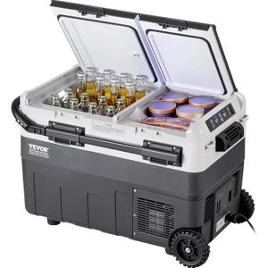 VEVOR Car Refrigerator 50L / 52.8 QT, Dual Zone 12 Volt Compressor Fridge, -4℉ to 68℉ Adjustable, Portable Freezer Cooler for Car, RV, Camping, Home, 708 x 440 x 551 mm / 27.9 x 17.3 x 21.7 in