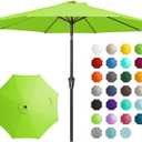 JEAREY 7.5FT Patio Umbrella Market Table Umbrella with 6 Sturdy Ribs, Push Button Tilt/Crank Outdoor Umbrella for Garden, Deck, Backyard, Pool and Beach,Bold, Green