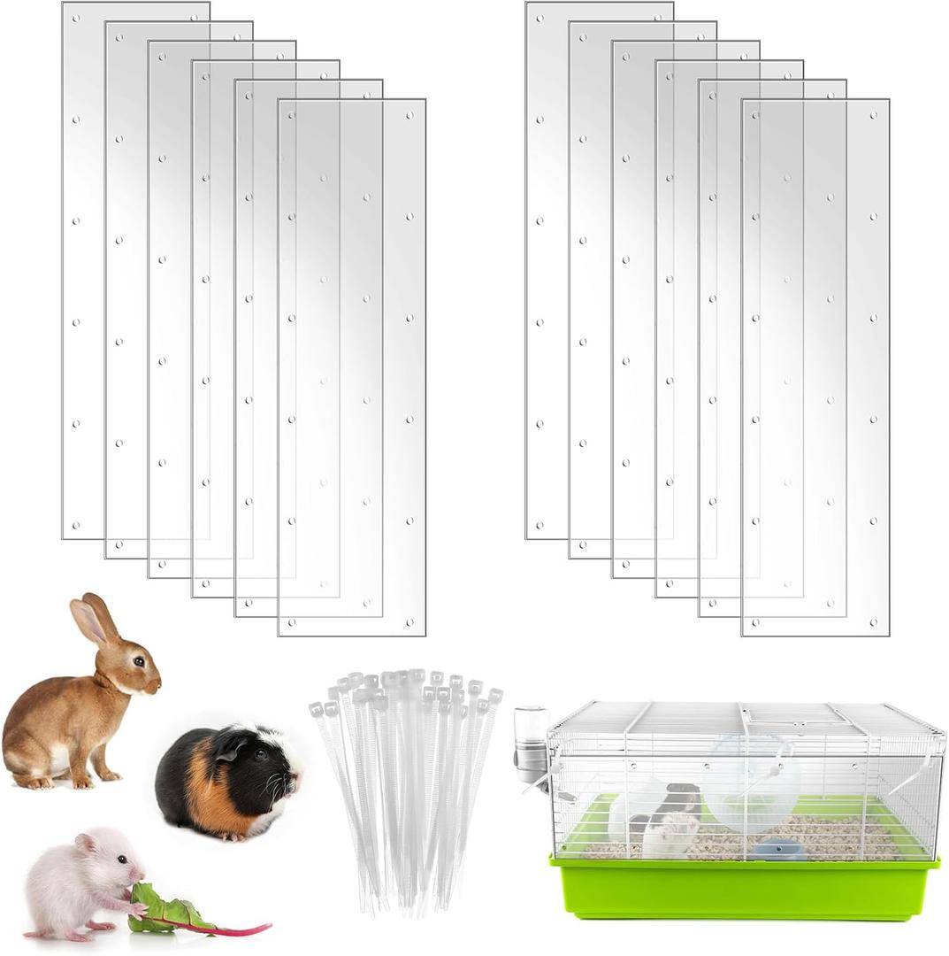 12 Pcs 14" x 4.5" Pet Cage Edge Liner PVC Clear Urine Guard Side Lining Cage Accessories for Rabbit Ferret Hamster Rat Critter Nation