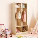 VEVOR 2-Section Coat Locker with Bench, Kids Lockers with 4 Hooks & Non-Slip Mat, Classroom Cubbies for Daycare, Home, Kindergarten- Natural, 22 X 13 X 47.8 Inches