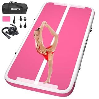 DOBESTS Air Gymnastics Tumble Track Mat, Inflatable Tumbling Mat Training with Electric Air Pump for Home/ Gym Use-Rose 2m 10ft*3.3ft*4in(3*1*0.1m)