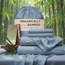 Bedsure 100% Organically Grown Bamboo Viscose Sheets - 18 Inches Deep Pocket Sheets with Elastic Corner, Queen Sheet Set, Ultra-Soft, Silky & Cooling Bedsheets, Oeko-Tex, 4 Pieces, Mineral Blue
