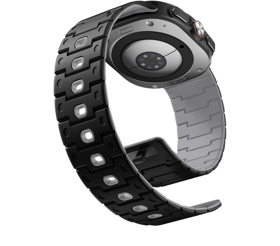 Bandletic Magnetic Silicone Watchband Compatible with Samsung Galaxy Watch Ultra Bands (2025/2024), Durable Breathable Strong Magnet Sport Strap for Galaxy Watch Ultra Band 47mm for Men, Black/Gray