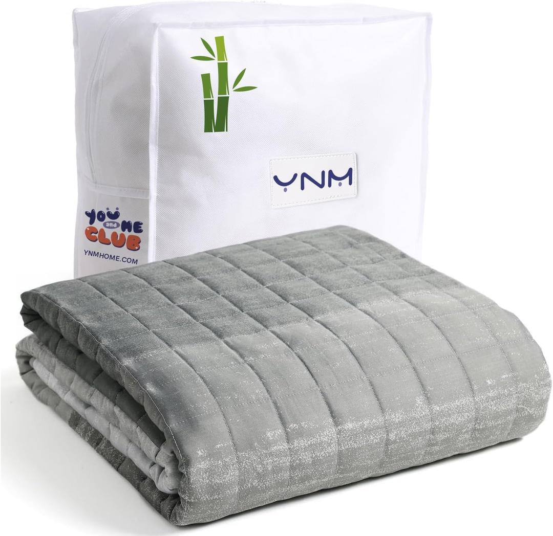 YnM Cooling Weighted Blanket, Rayon Derived from Bamboo Oeko-Tex Certified Material, Bed Blanket for One Person of 240lbs, Ideal for Queen/King Bed (60x80 Inches, 25 Pounds, Gradient Dark Grey)