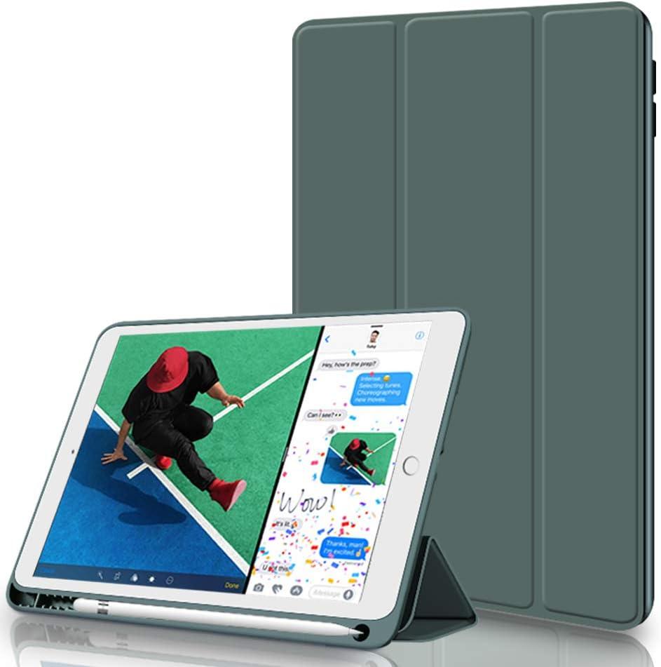 kenke Case for iPad 6th/5th Generation (2018/2017 Model) 9.7 Inch with Pencil Holder, Lightweight Smart Stand Cover with Soft TPU Back, Auto Wake/Sleep, Model A1822/A1823/A1893/A1954, Dark Green