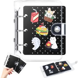 8 Pcs Mini Enamel Pin Display Book Gift Clear Collection Travel Trading Binder Holder Badge Book Storage Organizer up to 36 1-inch Enamel Pins for Travel Collectors (Black,4.61x3.94 in)