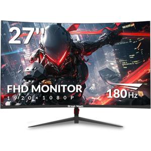 27 Inch Gaming Monitor, 180Hz 1ms FHD 1080P Fast IPS Display, HDR10, 108% sRGB, FreeSync, 2X HDMI 2.0 & DP 1.4, Wall Mount Compatible (Black)