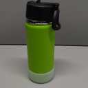 Kids Water Bottle-16 oz Stainless Steel Double Wall Vacuum Insulated Wide Mouth Water Bottle with Straw-Metal Travel Water Flask for School Boy and Girl (Apple Green)