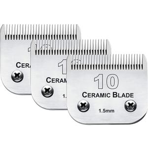 3 Pack 10 Blade Dog Grooming Blades Compatible with Andis Clippers/Oster A5/Wahl KM,Detachable Stainless Steel Blade,Size-10, 1/16-Inch Cut Length