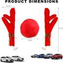 Premium Reindeer Car Kit, Cute Auto Decoration Set with Antlers & Nose, Reindeer Kit for Vehicle Window Roof & Front Grille (Red)