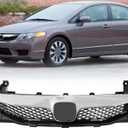 Front Bumper Grille For Honda Civic 4 Door Sedan Black With Chrome Trim Grill 2009-2011 HO1210127 71121SNAA50
