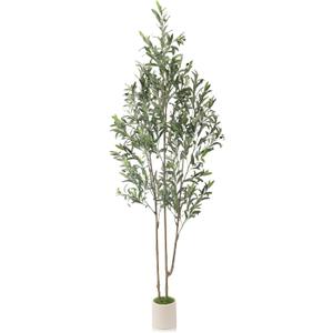 Alupssuc 6ft Olive Trees Artificial Indoor & Outdoor, Faux Olive Tree with Lively Artificial Trunk and Lifelike Fruits, Fake Potted Tree for Modern Home Office Living Room Decor