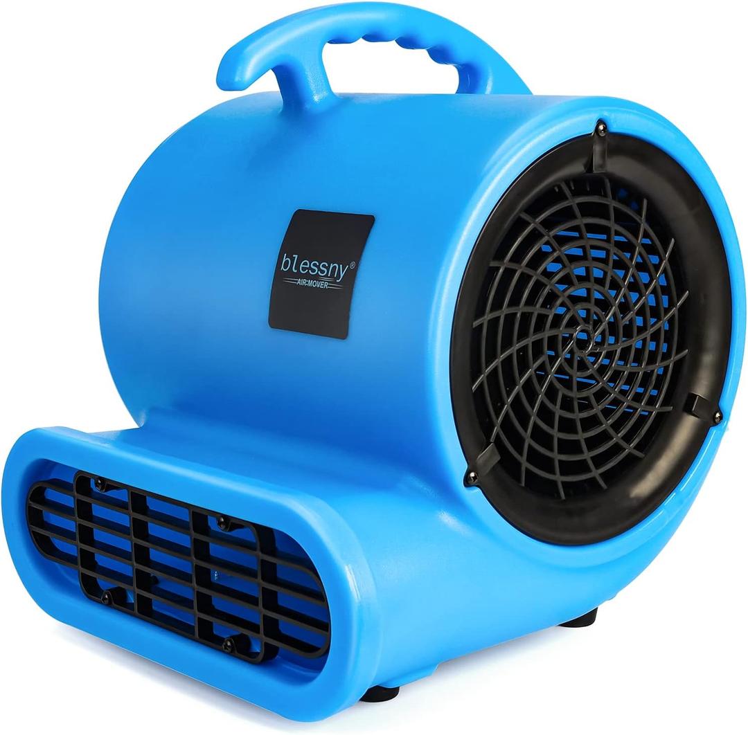 blessny 1/2 HP ETL Listed Carpet Dryer Fan, 2600 CFM Air Blower Mover for Home Drying, 15 Ft Long Cord Portable Floor Blower Fan with 3-Speeds (Blue)