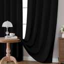 CUCRAF Black Blackout Curtains 84 inch Length 2 Panels Set, Rod Pocket Room Darkening Drapes for Bedroom Living Room, Insulated Thermal Light Blocking Window Curtain (W52 x L84 Inch)