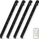 WILLED Under Cabinet & Closet Lights with Remote, Motion Sensor, Rechargeable, Magnetic, 3 Color Temps, Dimmable LED Light Bar for Indoor Kitchen Counter (4 Pack, Black)