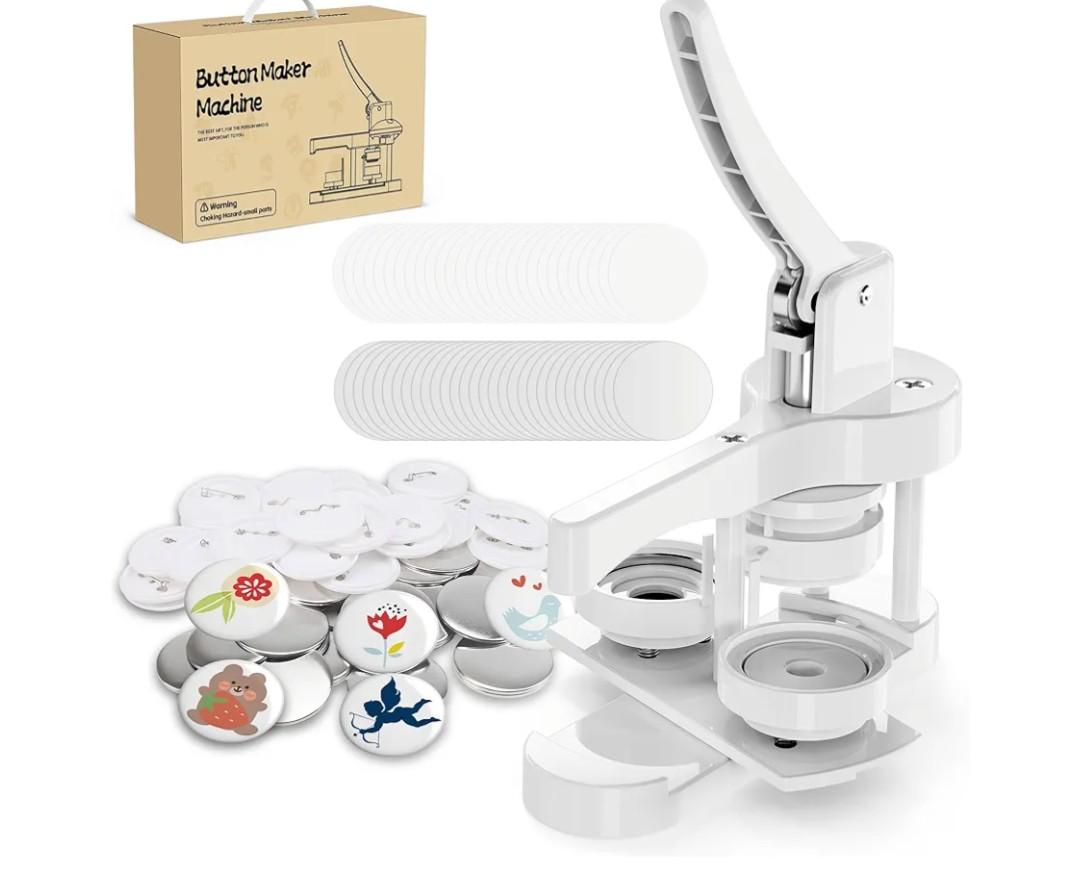 2026-Button Maker Machine 58mm, Professional Badge Making Kit with 50 Parts, No Installation DIY Badge Maker, Pin Press Machine, Kids Craft Kit for Crafts, Schools
