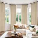 MIULEE Pinch Pleated 100% Blackout Curtains 108 Inch Long 4 Panel Set for Bedroom Thick Linen Memory Trained Pleat Living Room Darkening Back Tab Double Layer Thermal Insulated Drapes, Sand