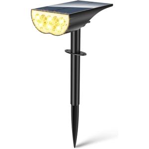 BAXIA TECHNOLOGY Solar Spot Lights Outdoor IP65 Waterproof, 3 Lighting Modes Landscape Lighting for Outside, Dusk to Dawn Solar Pathway Lights for Yard Garden Driveway, Warm White, 1 Pack